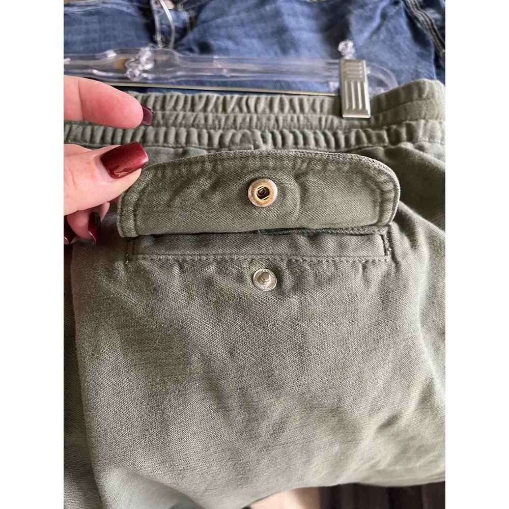 J. Crew Utility‎ Pants Women's 8 Green Drawstring Elastic Waist Straight Leg